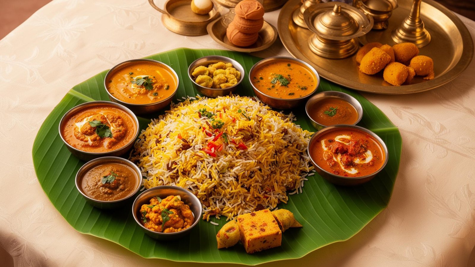 Andhra wedding feast on banana leaf